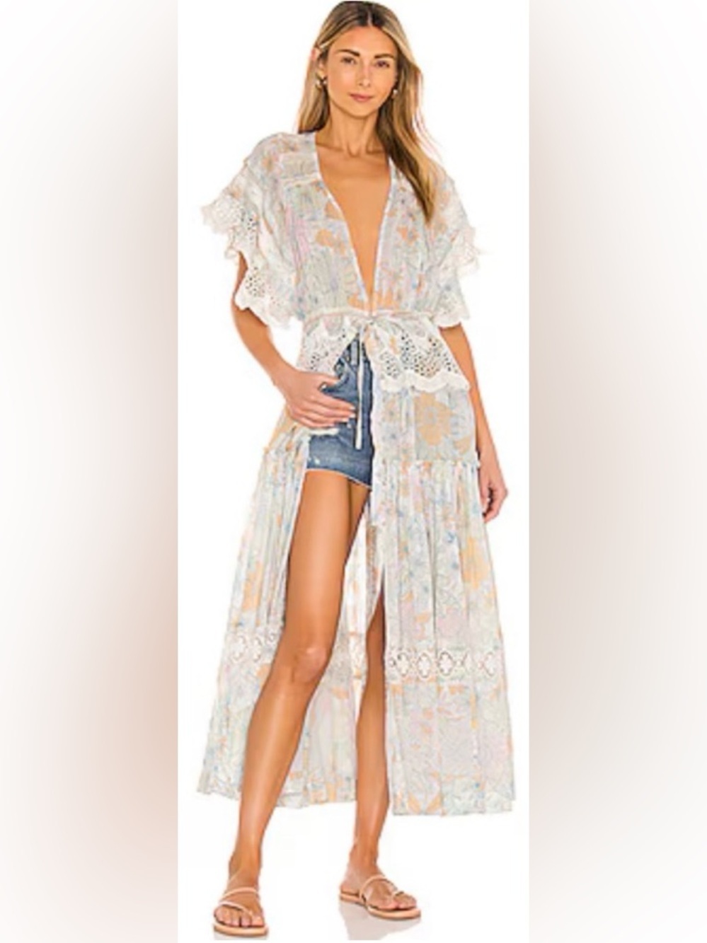 Free People Field of Dreams Maxi Top RARE Boho Lace Tunic Dress RARE - Picture 4 of 16